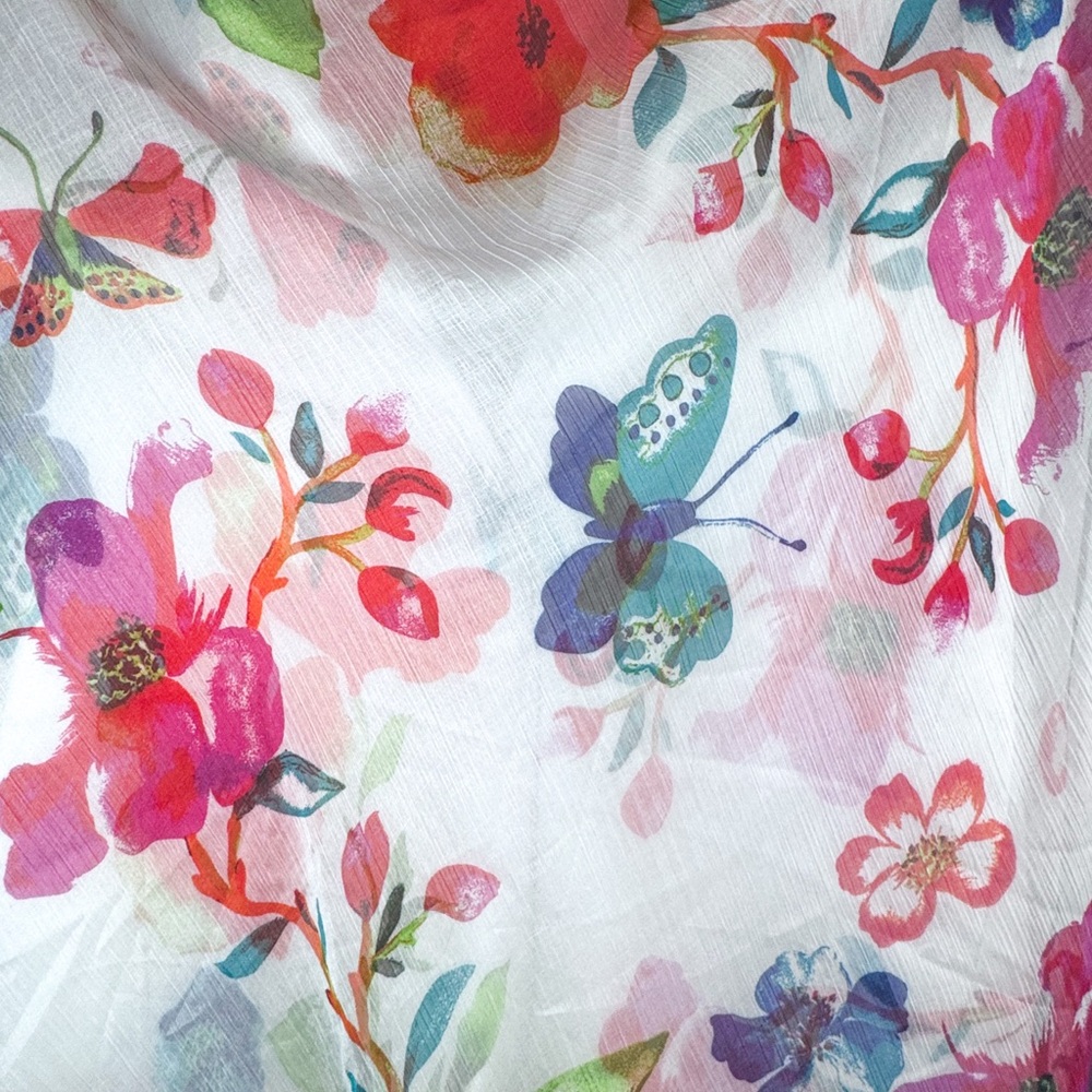 Floral Butterfly Lightweight Kimono Wrap Shawl Scarf One Size - Picture 5 of 10